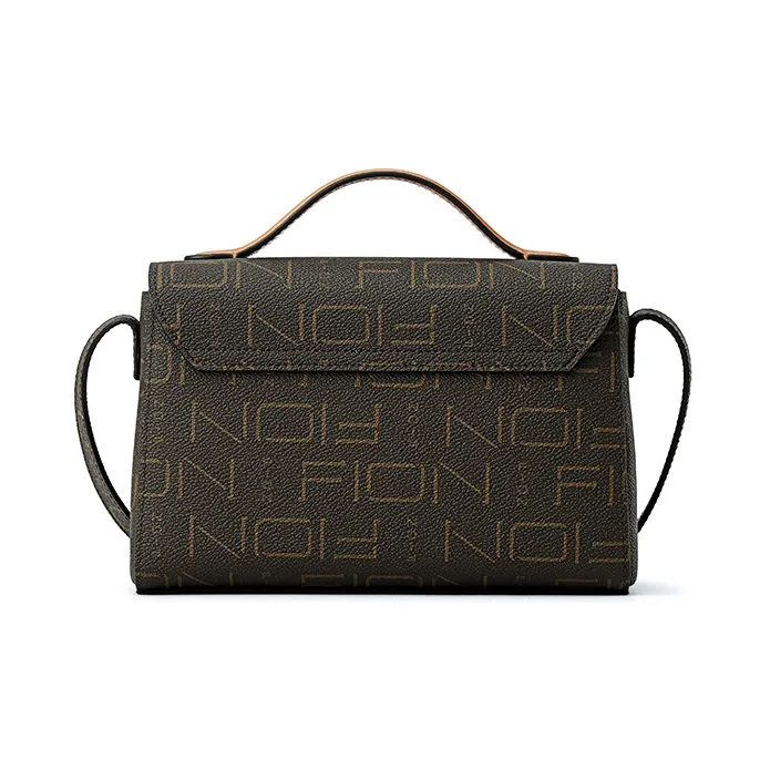 FION Artificial Leather Handbag Shoulder Bag Crossbody Bag Medium Size Women's Coffee/Tea/Caramel/Coffee-2