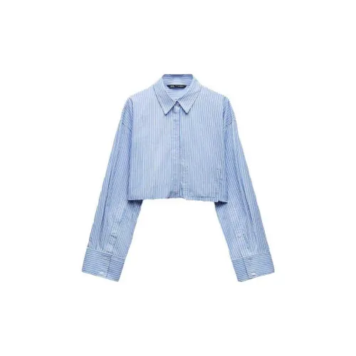 ZARA Shirts Women's White/Sky Blue