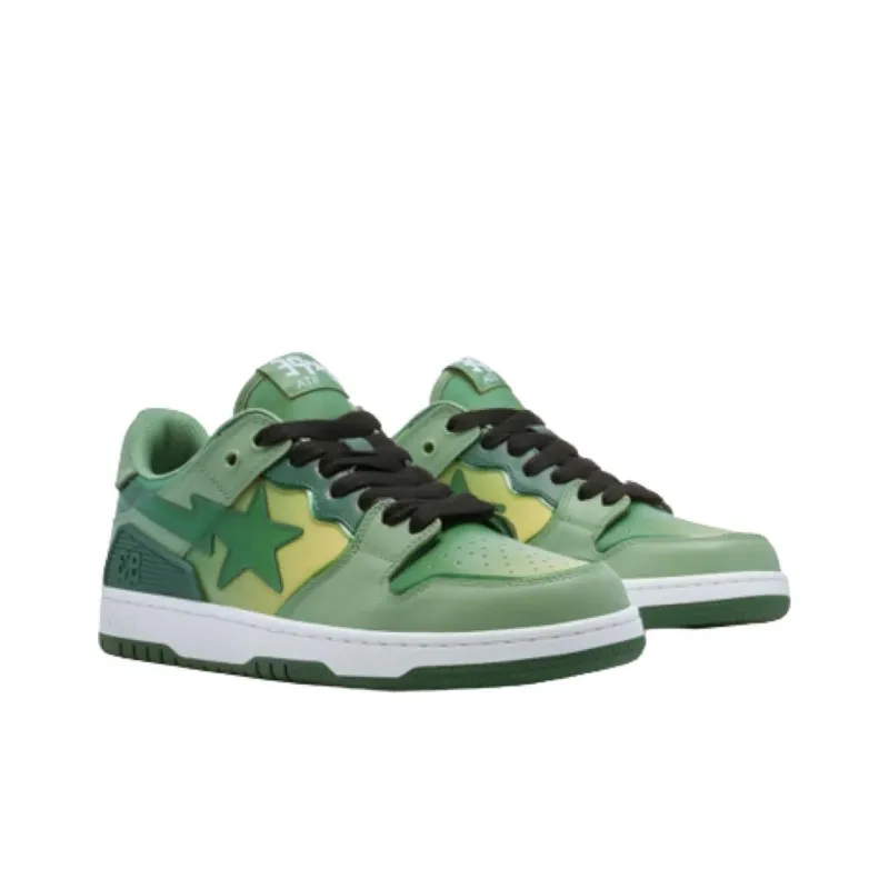 A BATHING APE SK8 STA Stylish Skateboarding Shoes Men's White Green-3