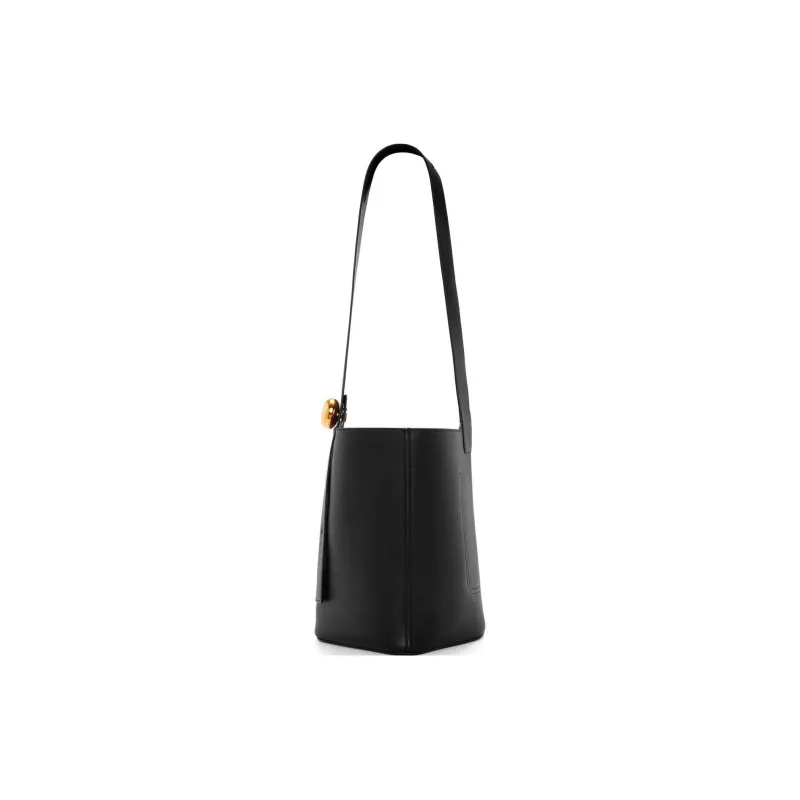 LOEWE Cow Leather Shoulder Bag Crossbody Bag Medium Size Unisex Black-3