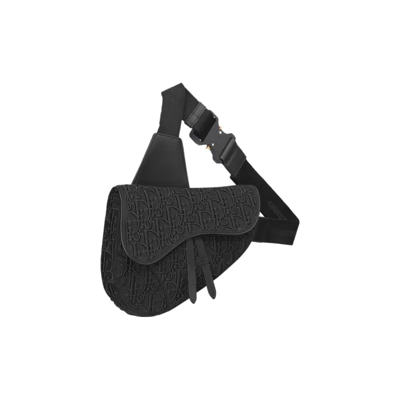 DIOR Oblique Printed Canvas Saddle Bag Shoulder Bag Crossbody Bag Women's Black-1