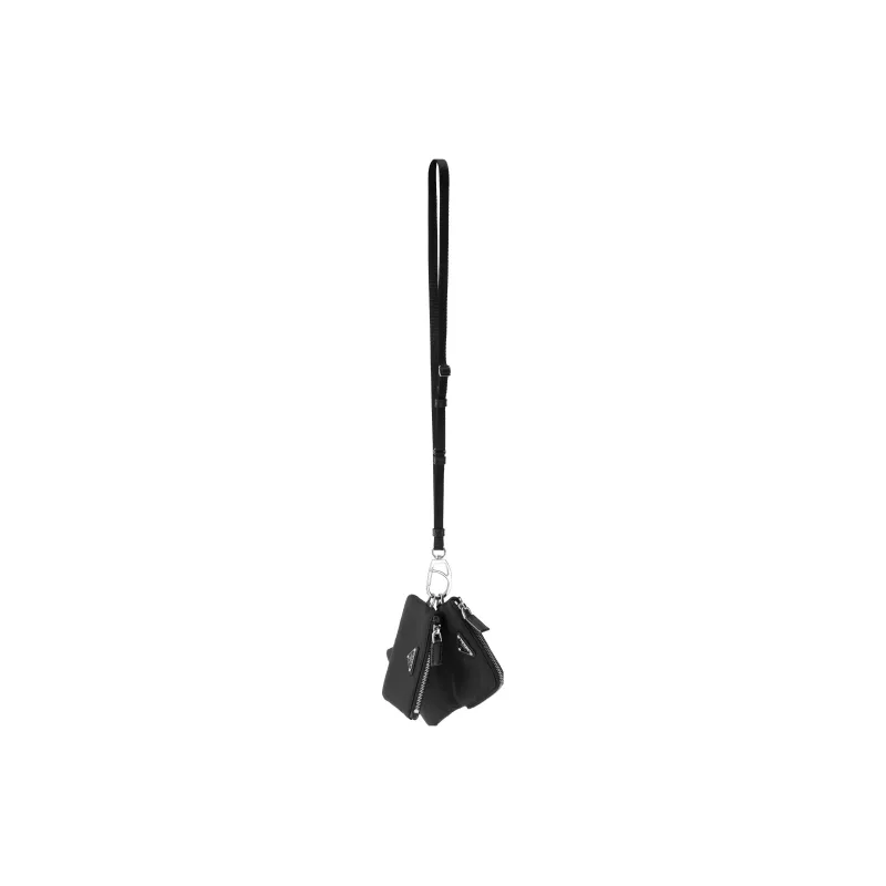 PRADA Cowhide Polyamide Coin Purse Unisex Black-6