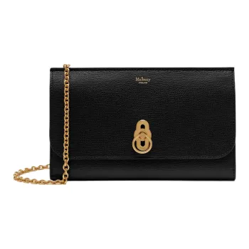Mulberry Cow Leather One Shoulder Crossbody Clutch Trumpets Women's Black