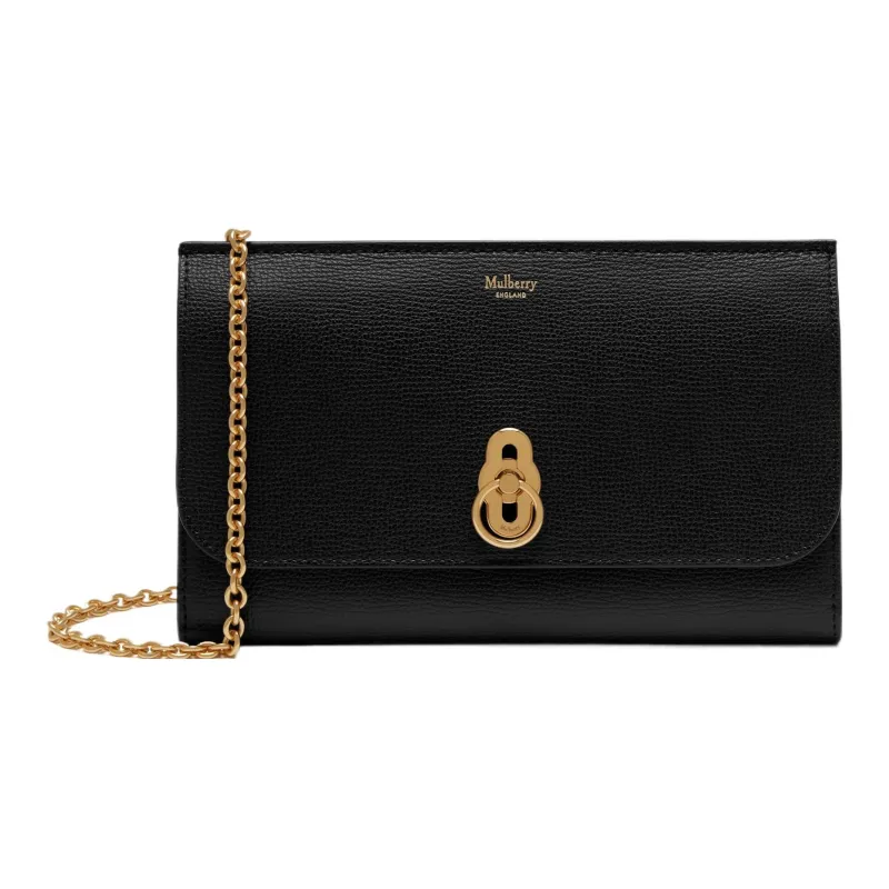 Mulberry Cow Leather One Shoulder Crossbody Clutch Trumpets Women's Black-0