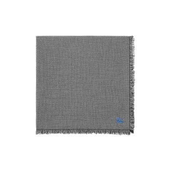 Burberry Logo-Embroidered Houndstooth Fringed Scarf