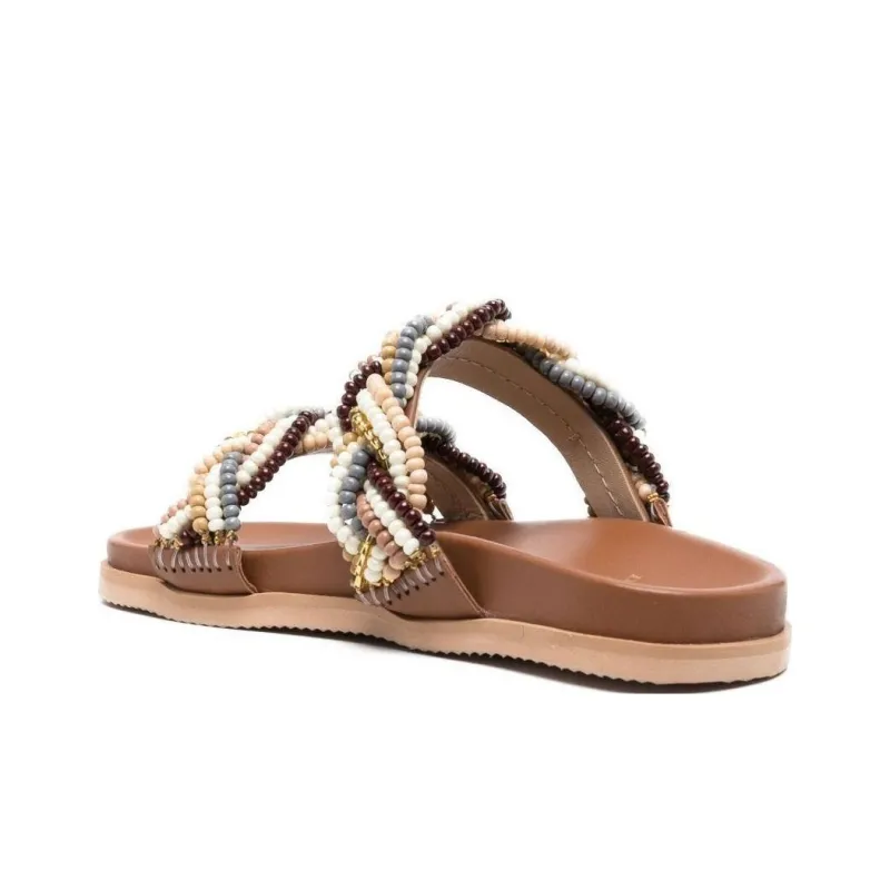 De Siena SHOES Bead-embellished Leather Slides-3