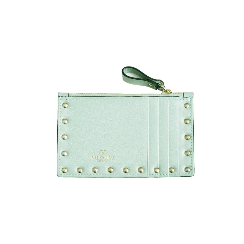 Valentino Cow Leather Coin Purses Card Holders Regular Women's Green-1