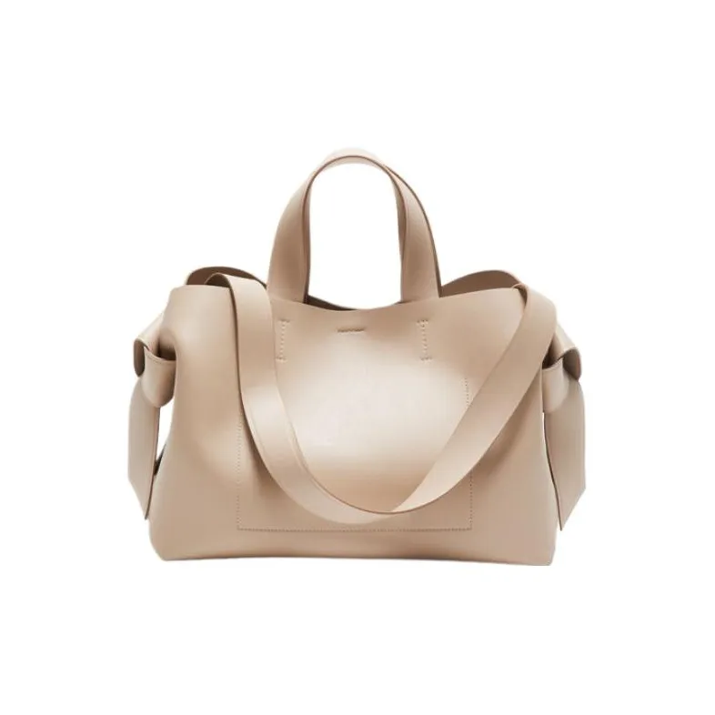 Acne Studios Musubi Calfskin Shoulder Bag Crossbody Bag Handbag Medium Size Women's Brown Beige-1