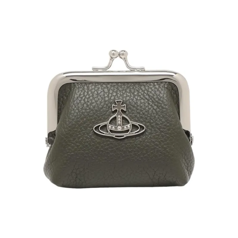 Vivienne Westwood Grain Leather Coin Purse Mini Women's Green-0
