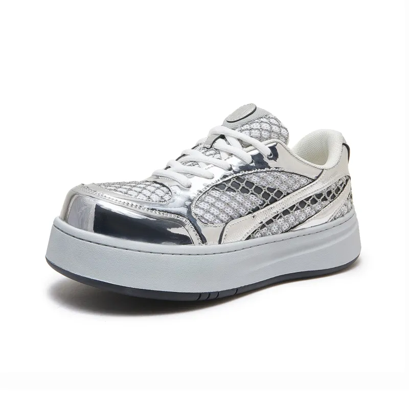 LeStream Height Increasing Support Lightweight Breathable Low Top Casual Shoes Unisex Silver-1