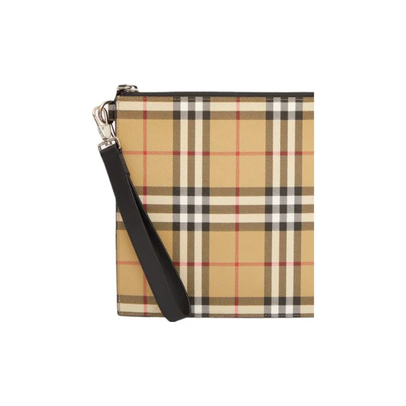Burberry Vintage Leather Clutch Regular Men's Light Umber-4