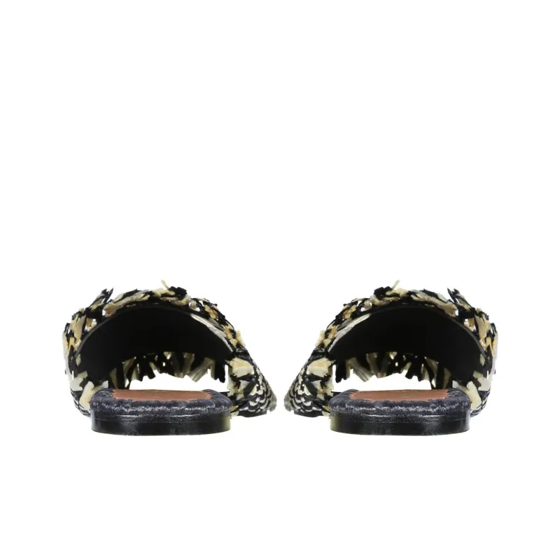 De Siena Slide Slippers 1cm Women's Black White-3