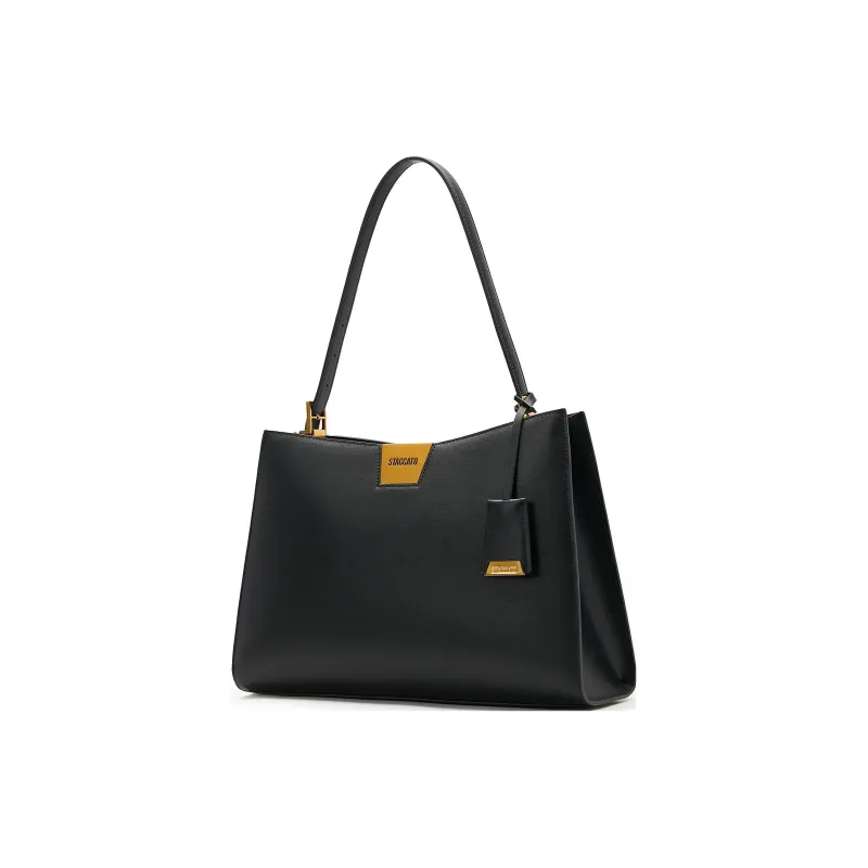 Staccato Cow Leather Tote Bag, Shopping Bag, Handbag, Shoulder Bag Tubas Women's High Quality Black/Old Money Apricot-1