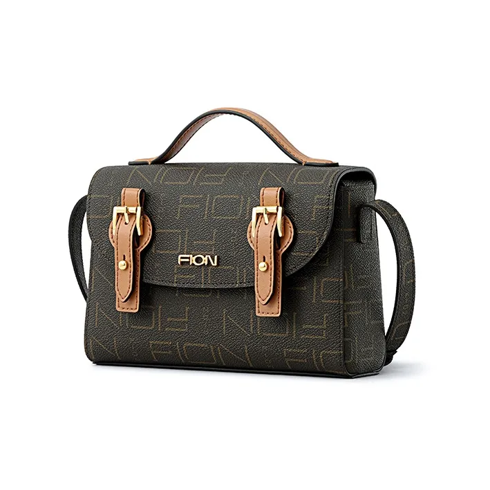 FION Artificial Leather Handbag Shoulder Bag Crossbody Bag Medium Size Women's Coffee/Tea/Caramel/Coffee-1