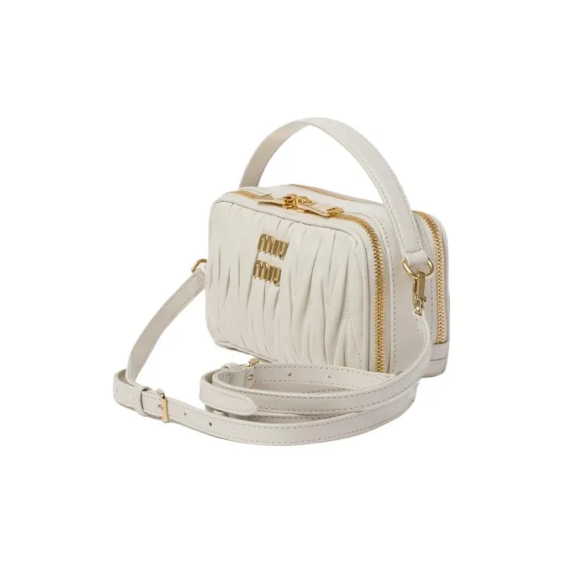 MIU MIU Matelassé Soft Sheep Leather Crossbody One Shoulder Handbag Women's White-1