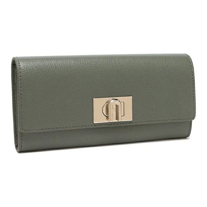 Furla Leather Long Wallet Women's Cactus Green-2