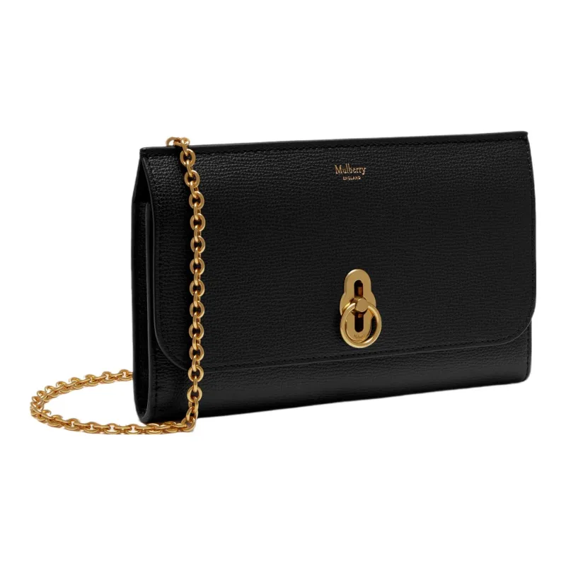 Mulberry Cow Leather One Shoulder Crossbody Clutch Trumpets Women's Black-2
