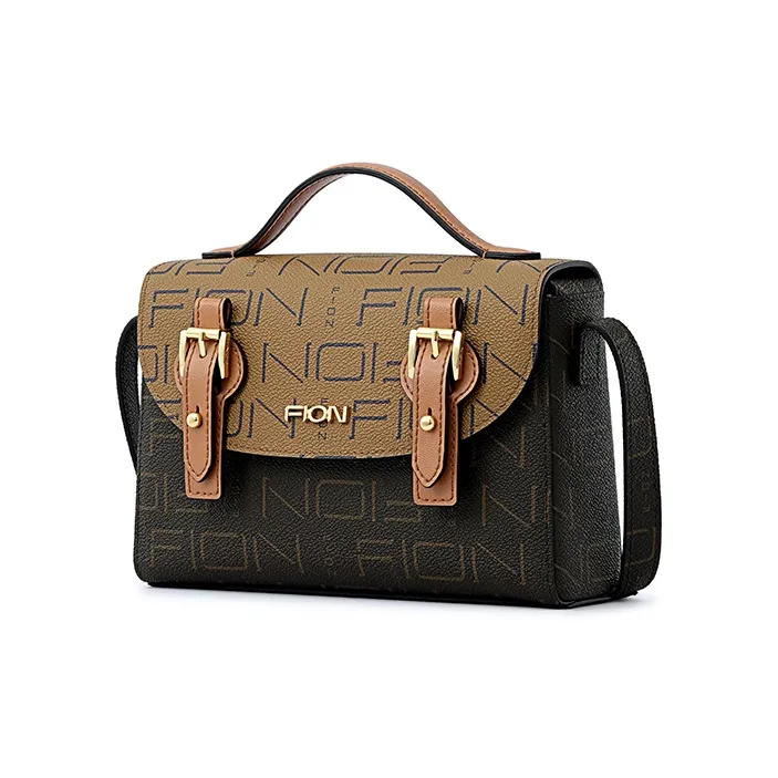 FION Artificial Leather Handbag Shoulder Bag Crossbody Bag Medium Size Women's Coffee/Tea/Caramel/Coffee-6