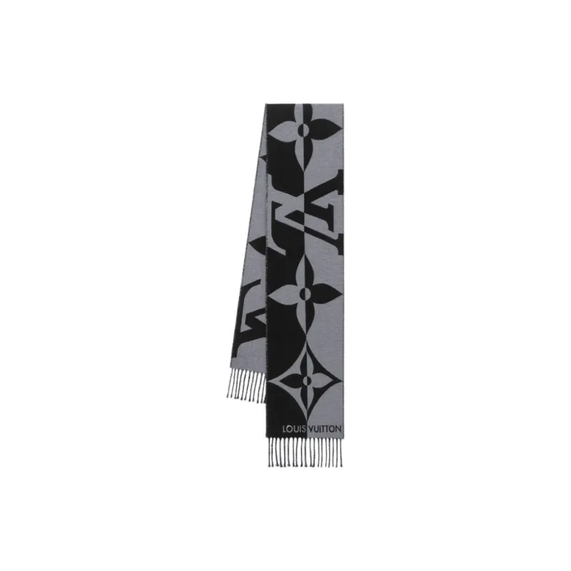 LOUIS VUITTON Knit Scarves Men's Gray/Black-0