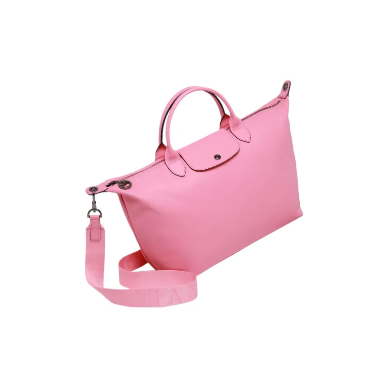LONGCHAMP Le Pliage Xtra Cow Leather Dumpling Bag, Shoulder Bag, Crossbody Bag, Handbag Large Size Women's Pink-1