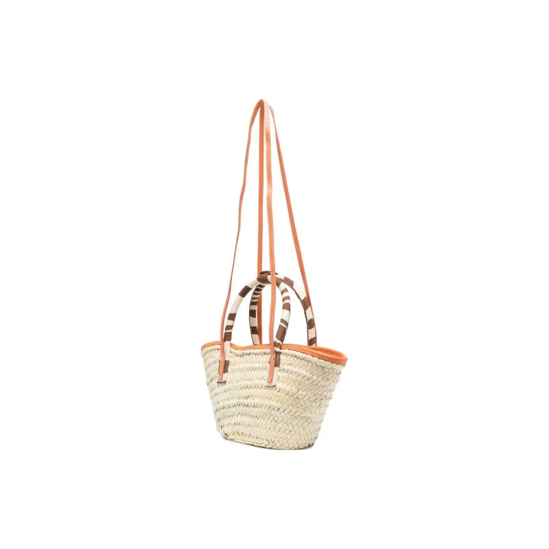 Jacquemus Le Petit Panier Soli Calfskin With Raffia Shoulder Bag Crossbody Bag Handbag Women's Beige-5