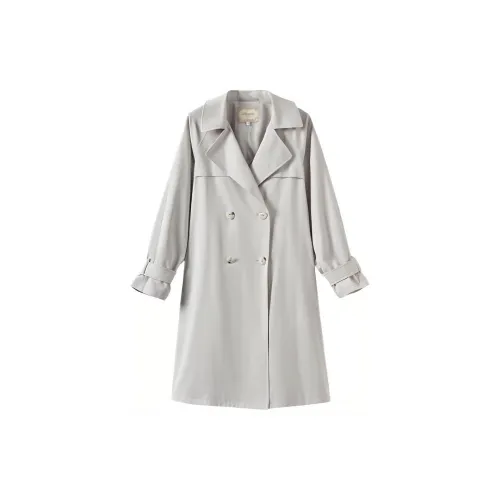 Inman Trench Coats Women's Gray White