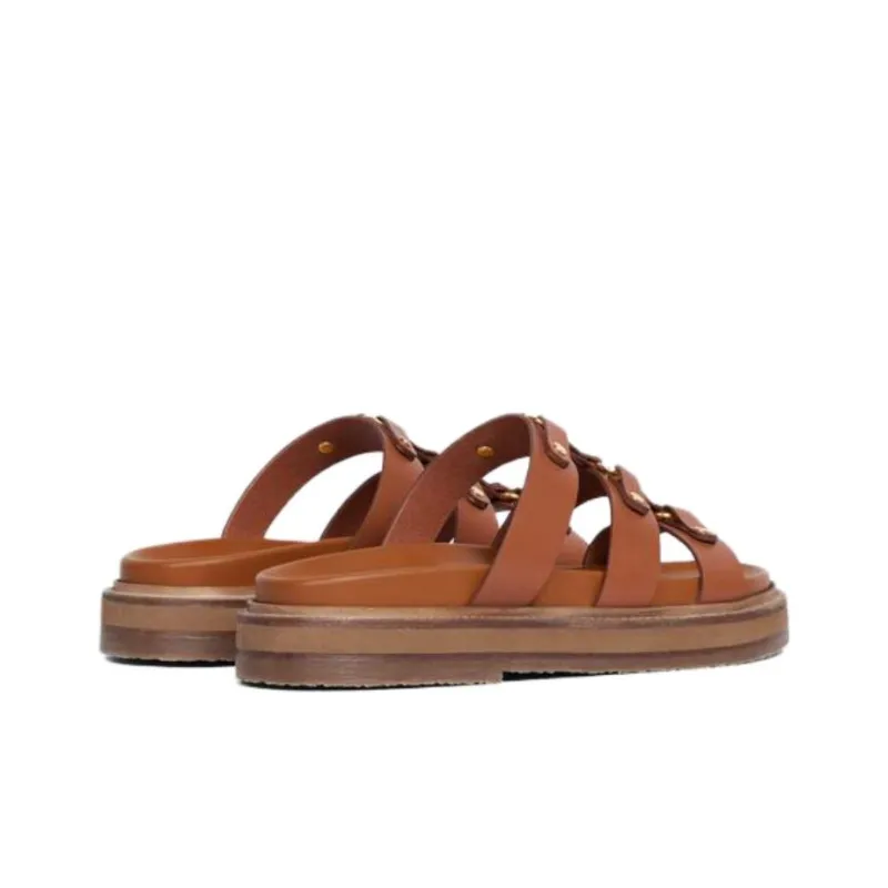 CELINE Slide Slippers Women's Brown-3