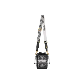DIOR D-Bubble Collection Embroidery Bucket Bags Crossbody Bag Shoulder Bag Small Size Women's White & Black