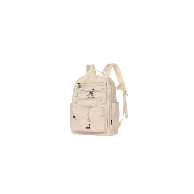 KANGOL Nylon Fabric Backpack Medium Size Unisex Ivory White/Milk Tea Apricot/Burgundy/Black/Khaki-2