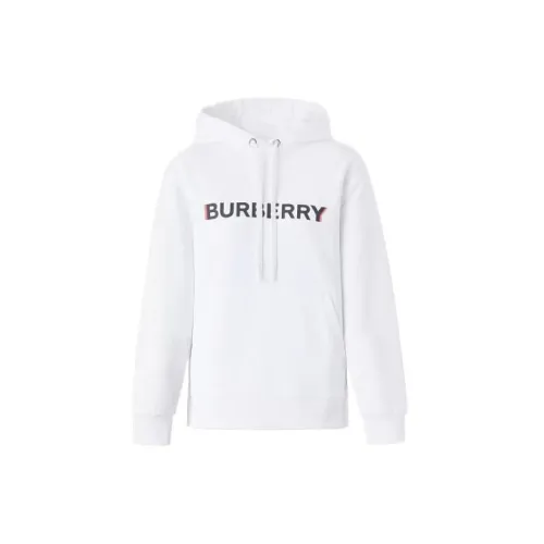 Burberry Unisex Letter Print Hooded Long Sleeve Sweatshirt White