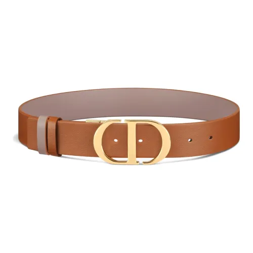 DIOR CD Letter Logo Smooth Buckle Leather Belts Women's Brown Width  3.5cm