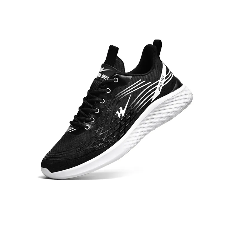 Binary Anti Slip Wear Resistant Low Top Running Shoes Men's Black White-2