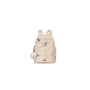 KANGOL Nylon Fabric Backpack Medium Size Unisex Ivory White/Milk Tea Apricot/Burgundy/Black/Khaki