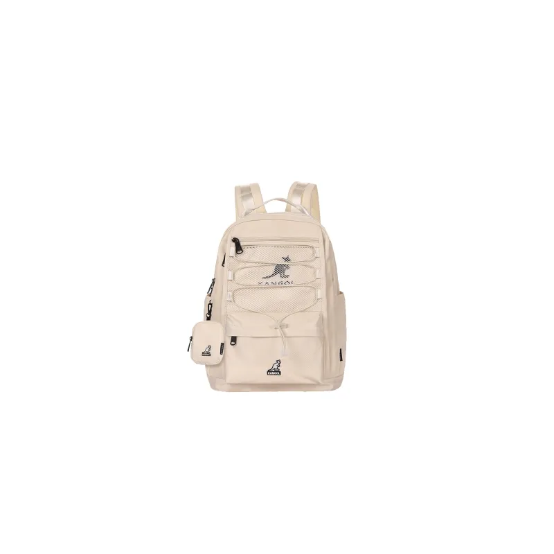KANGOL Nylon Fabric Backpack Medium Size Unisex Ivory White/Milk Tea Apricot/Burgundy/Black/Khaki-0