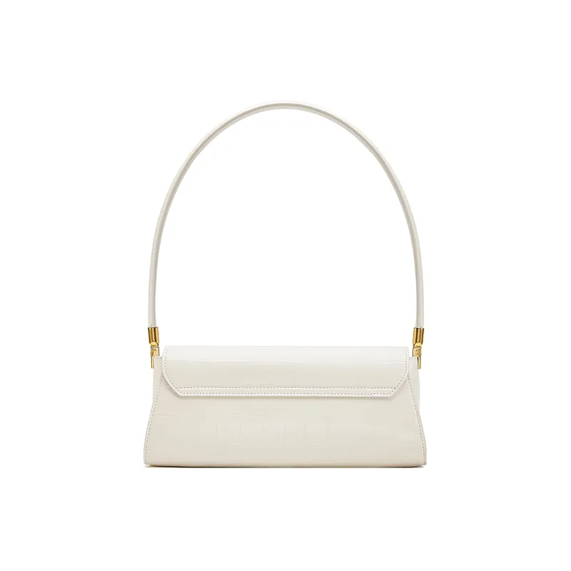 Staccato Cow Leather Shoulder Bag Regular Women's Cream White/Khaki Deep Apricot/Nightfall Black/Haze Blue-7