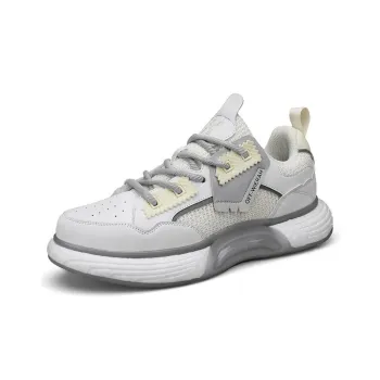 OFF-WIERAH Cushioned Wear-Resistant Breathable Impact-Resistant Height Increasing Mid-Top Casual Shoes Unisex