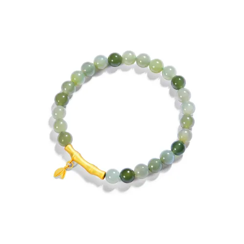 Far Mountain Joe S925 Silver Hetian Jade Bracelets Unisex Pale Greenish White Jade