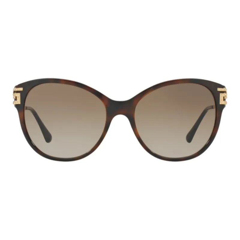 VERSACE Plastic Metal Irregular Shape Sunglasses Unisex Brown-1