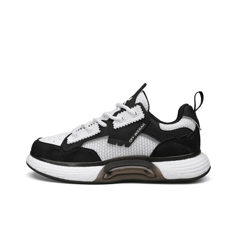 OFF-WIERAH Cushioned Wear-Resistant Breathable Impact-Resistant Height Increasing Mid-Top Casual Shoes Unisex-8