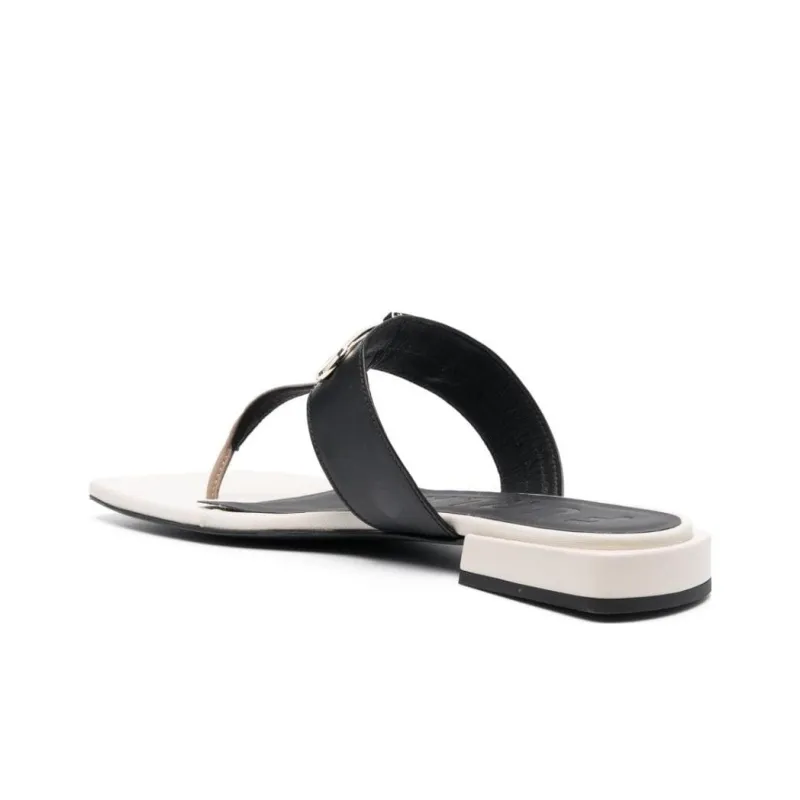 Furla Logo-plaque T-bar Leather Sandals-3