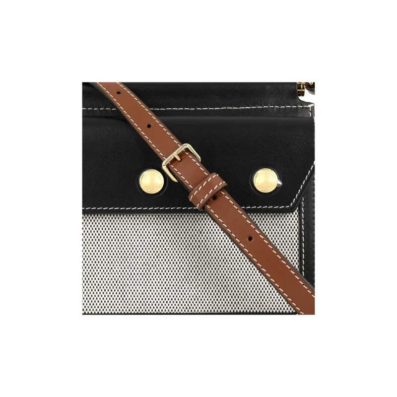 Burberry HorseferryTitle Canvas With Leather Messenger Bag Shoulder Bag Crossbody Bag Mini Women's Black/Tan-6