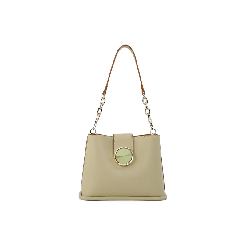 Dubaolu Polyurethane Bucket Bag, Chain Bag, Shoulder Bag Women's Milk Tea/Light Green/Ecru/Black-9