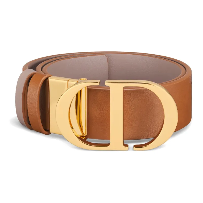 DIOR CD Letter Logo Smooth Buckle Leather Belts Women's Brown Width  3.5cm-2