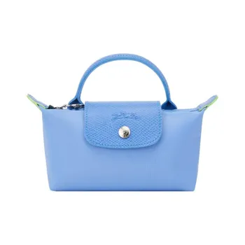 LONGCHAMP Le Pliage Green Recycled Polyamide Canvas With Leather Dumpling Bag Handbags Women's Cornflower