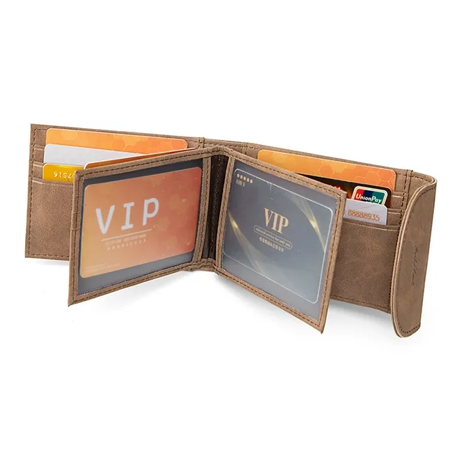 MashaLanti Synthetic Leather Extra Thin Document Wallet Card Holder Men's Coffee/Gray Green-4