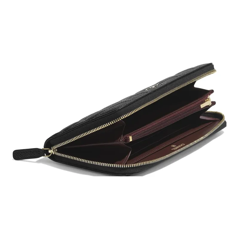 CHANEL Grain Caviar Calfskin Wallet Unisex Black-3