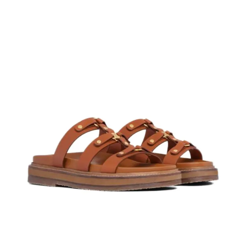 CELINE Slide Slippers Women's Brown-2