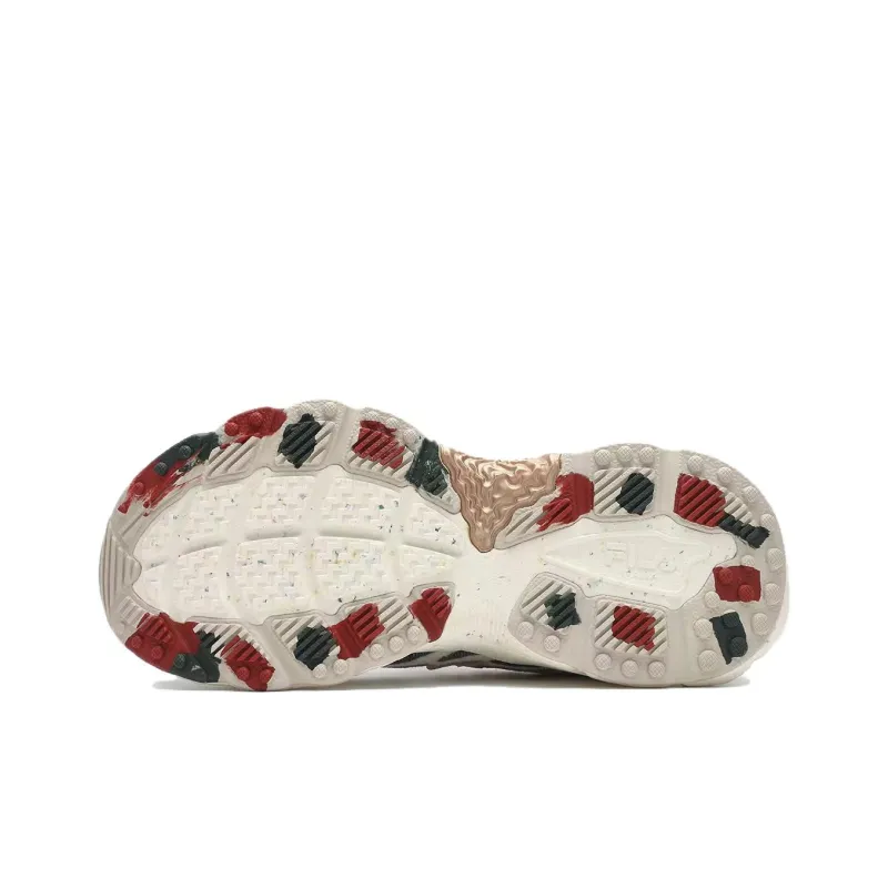 FILA Fern Fern Sneakers XMAS Slip-Resistant Low-Top Chunky Sneakers Women's Beige Red-4