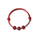 Pull-Out Four-Strand with Three Vermilion Lotus Beads, Red