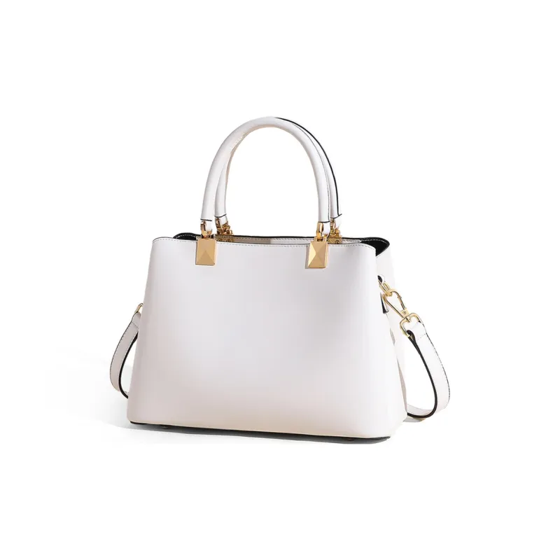 COMELY Cow Leather Patchwork Synthetic Leather Tote Handbag Shoulder Bag Crossbody Bag Large Size Women's Blue & White-2